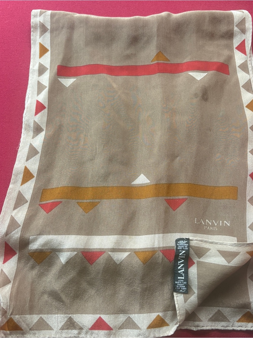 Vintage LANVIN Paris Silk Scarf